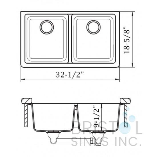 Évier à double égouttoir à montage sous plan Virtuo Granite - Kwizine en stock
