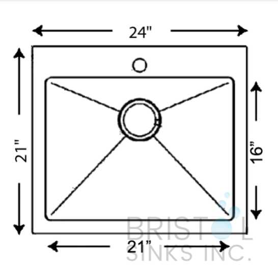 Évier de cuisine sur plan / sous plan à 1 cuve en acier inoxydable B1207
