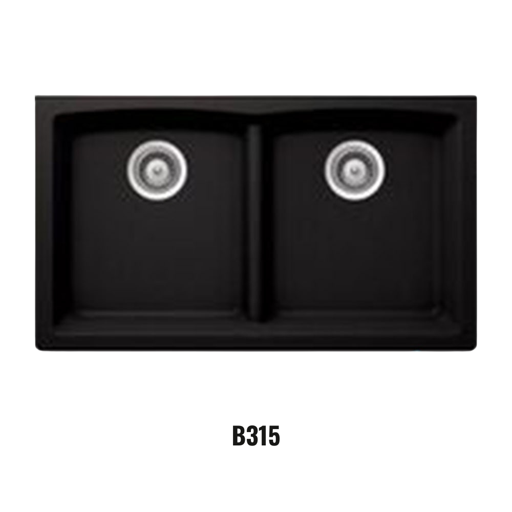 Évier double à cuve profonde et sous-plan Virtuo Granite B315 Noir