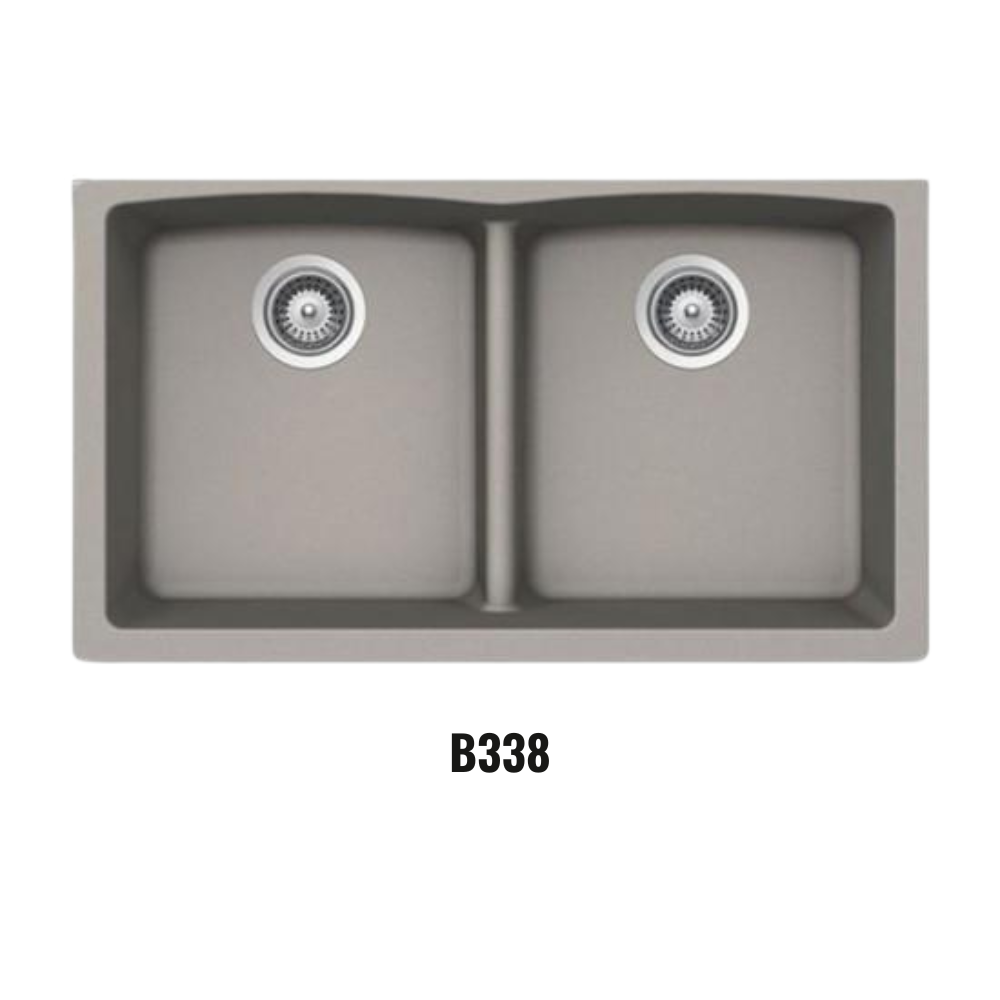Évier double à cuve profonde et sous-plan Virtuo Granite B338 Pierre Taupe