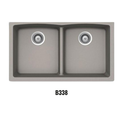 Évier double à cuve profonde et sous-plan Virtuo Granite B338 Pierre Taupe