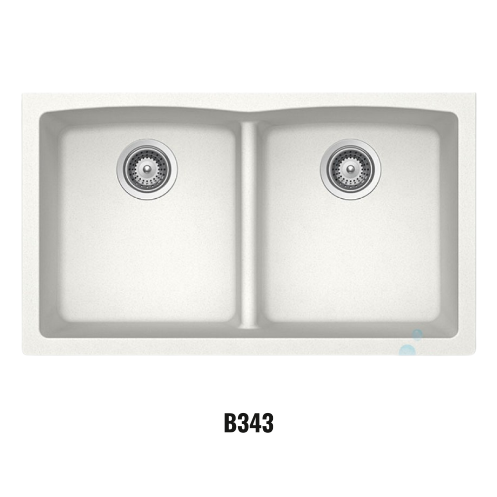 Évier double à cuve sous-plan Virtuo Granite B343 Blanc