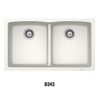 Évier double à cuve sous-plan Virtuo Granite B343 Blanc