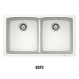 Virtuo Granite B43 White Double Bowl Undermount Sink