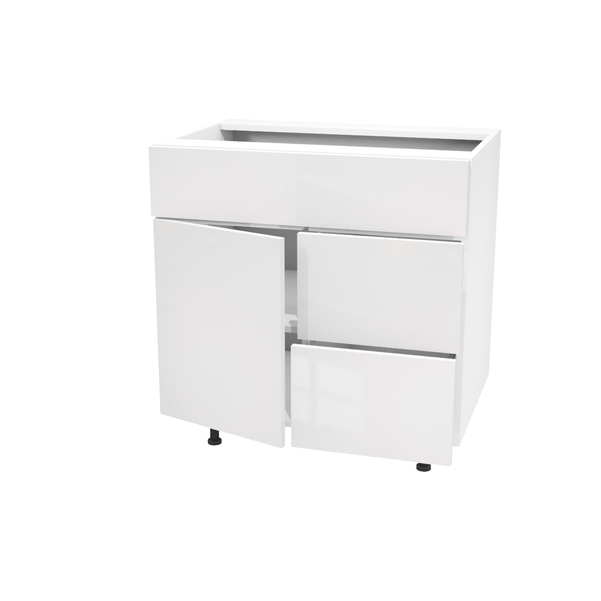 Bathroom vanity with 1 door and 2 drawers 30”W