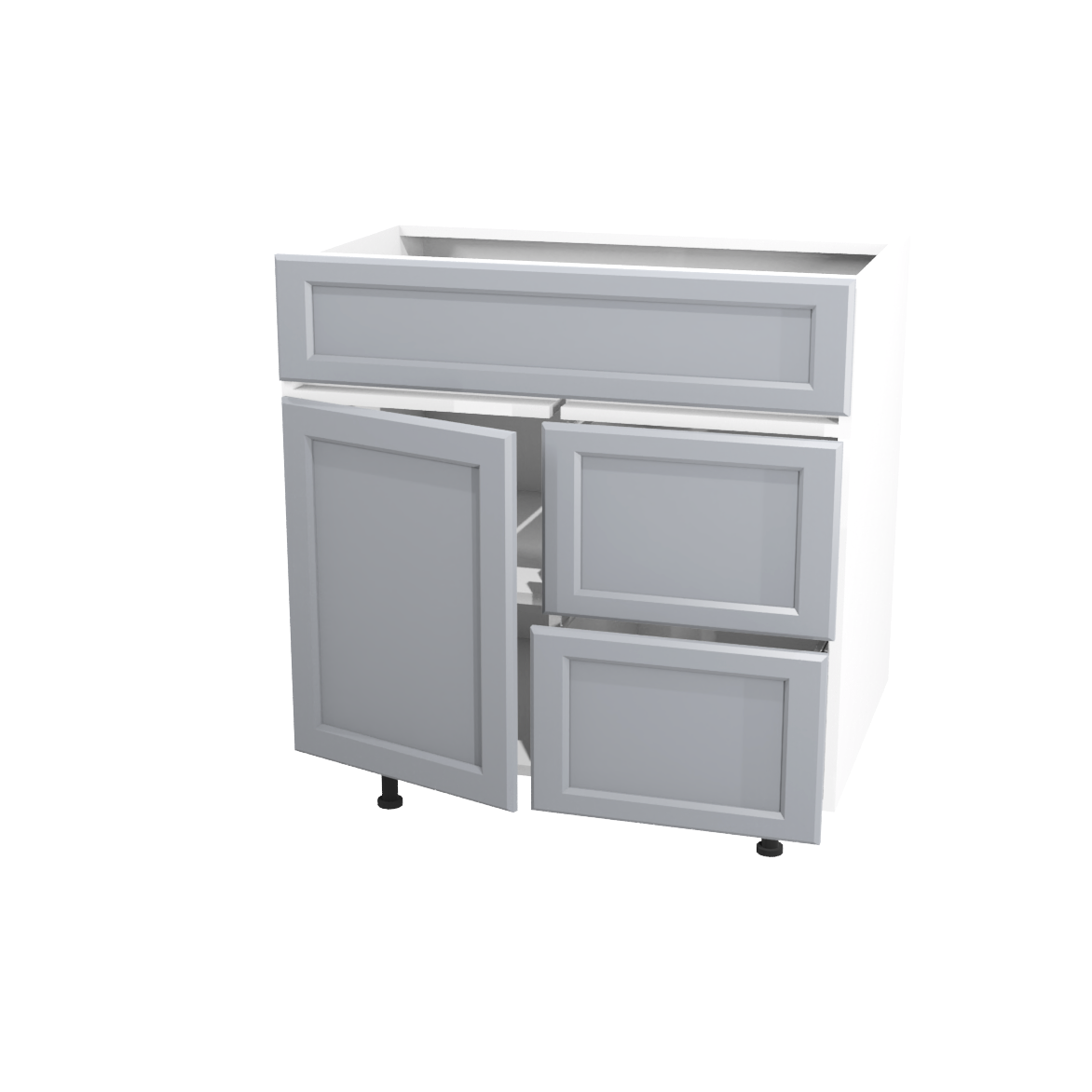 Bathroom vanity with 1 door and 2 drawers 30”W