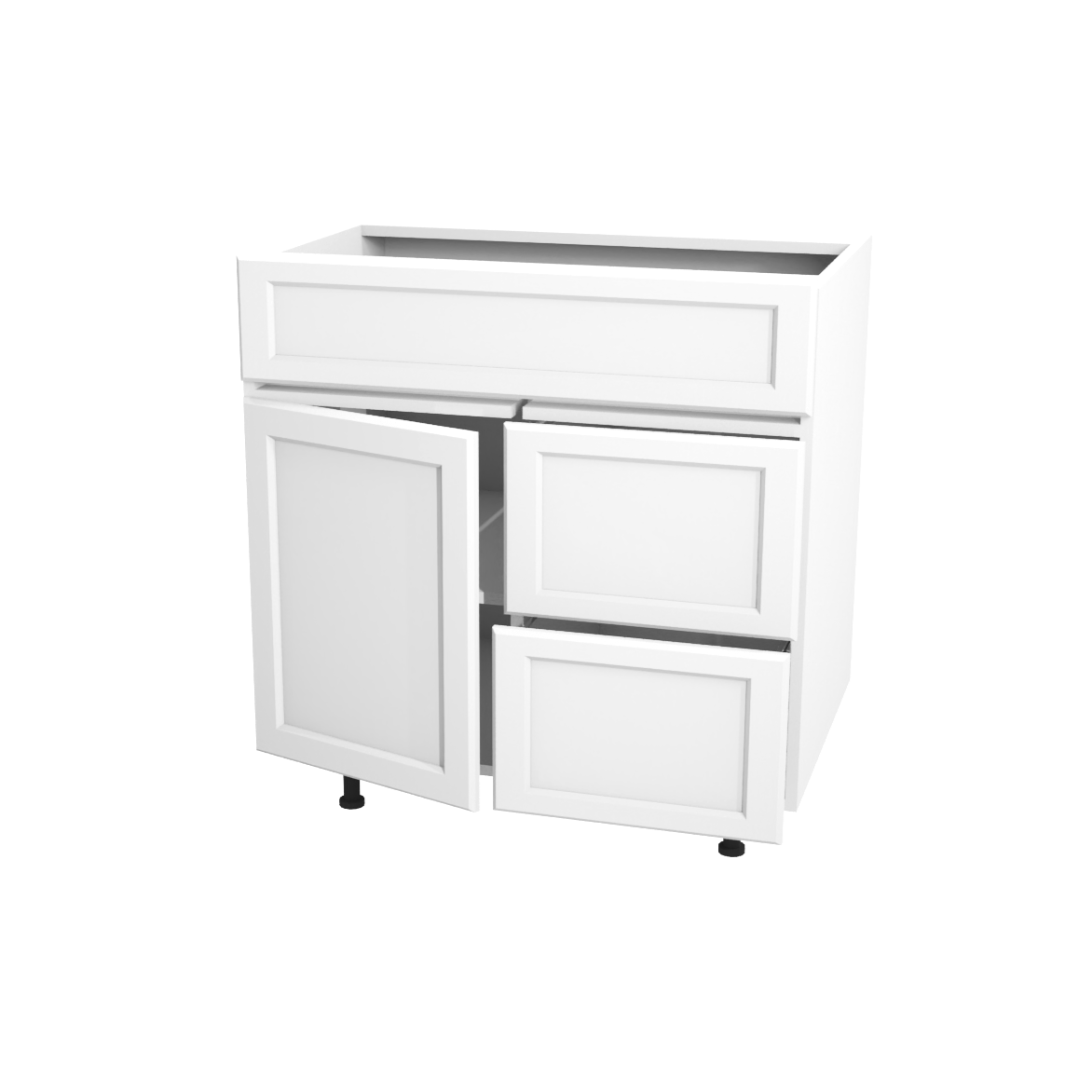 Bathroom vanity with 1 door and 2 drawers 30”W