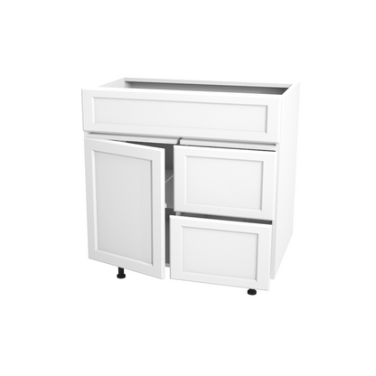 Bathroom vanity with 1 door and 2 drawers 30”W