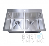 2 bowl stainless steel over/undermount kitchen sink B1210