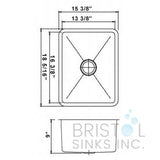 Bristol Kitchen Undermount Prep Sink B1815