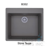 Single bowl granite countertop sink Virtuo Granite 23 5/8" x 21" x 8 5/8''