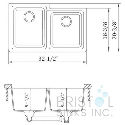 Évier à deux cuves décalées undermount Granit Virtuo - Kwizine en stock