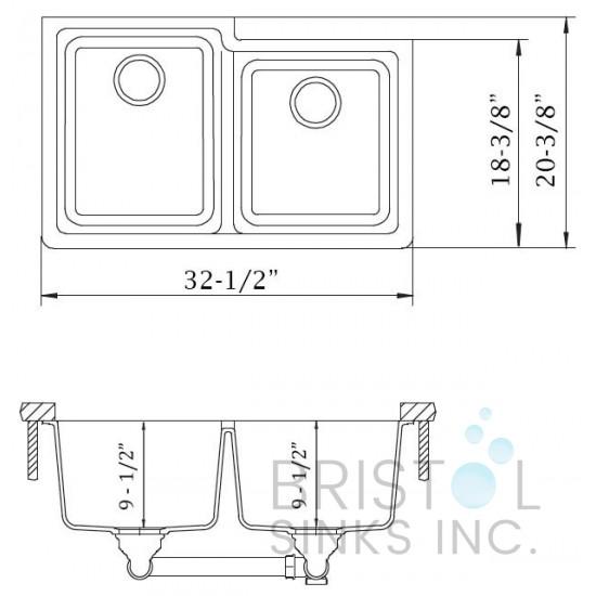 Évier à deux cuves décalées undermount Granit Virtuo - Kwizine en stock
