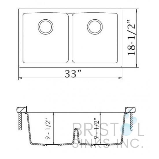 Évier double à cuve profonde et sous-plan Virtuo Granite - Kwizine en stock