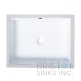 White undermount bathroom sink